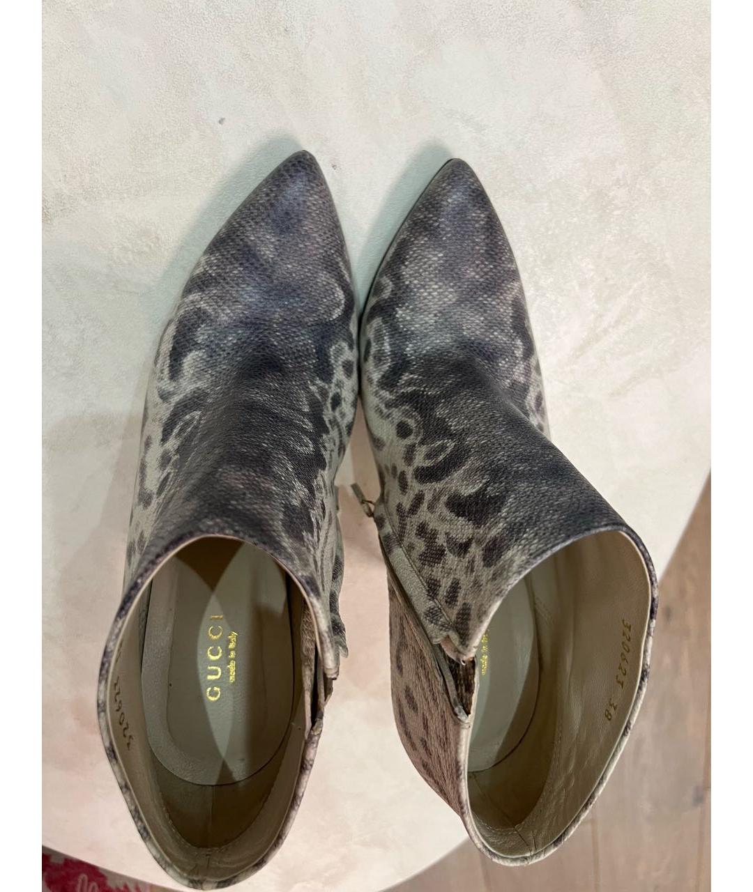 GUCCI Серые кожаные ботильоны, фото 3