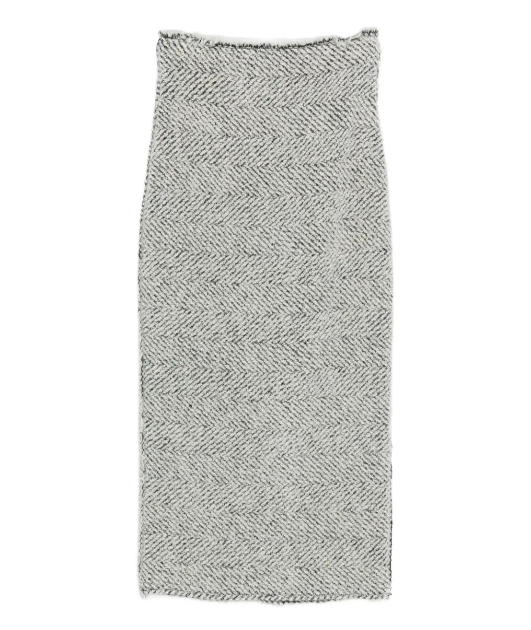 ALBERTA FERRETTI Серая шерстяная юбка миди, фото 1
