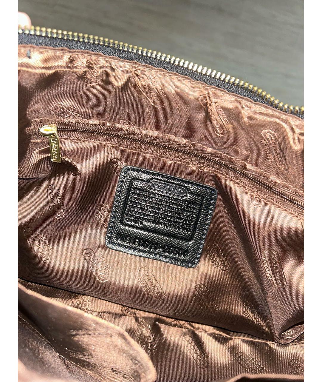 COACH Антрацитовая сумка с короткими ручками из искусственной кожи, фото 4