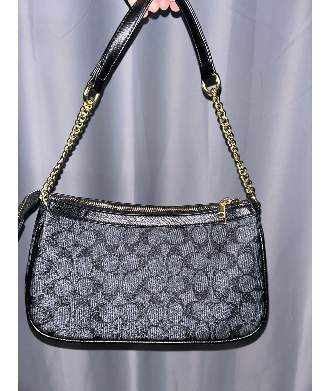 COACH Антрацитовая сумка с короткими ручками из искусственной кожи, фото 2