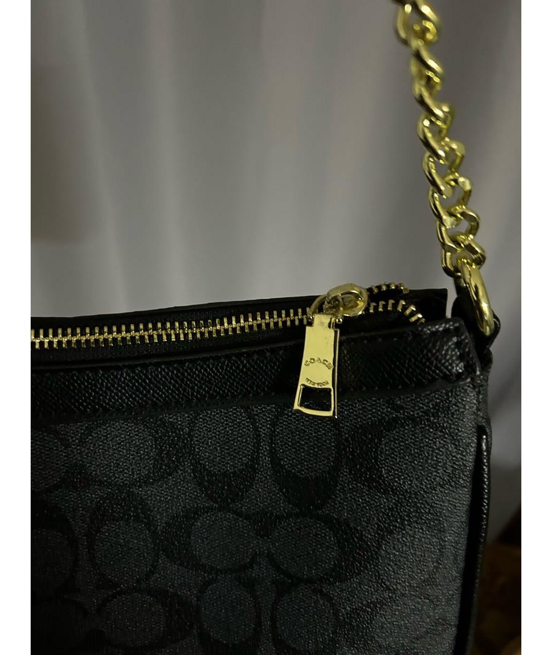 COACH Антрацитовая сумка с короткими ручками из искусственной кожи, фото 6