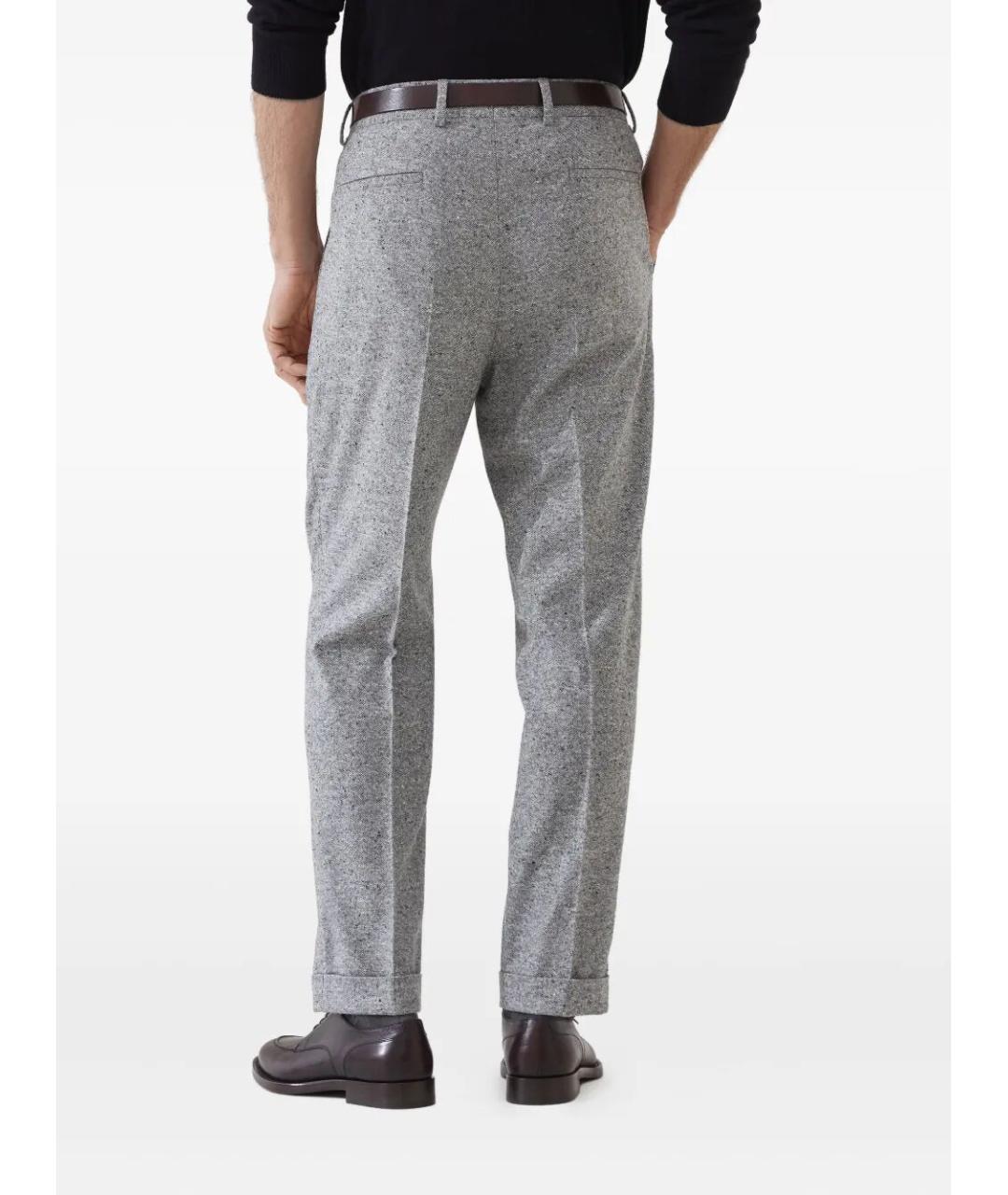 BRUNELLO CUCINELLI Серые шерстяные повседневные брюки, фото 3