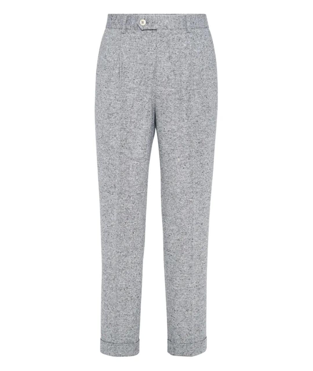 BRUNELLO CUCINELLI Серые шерстяные повседневные брюки, фото 1