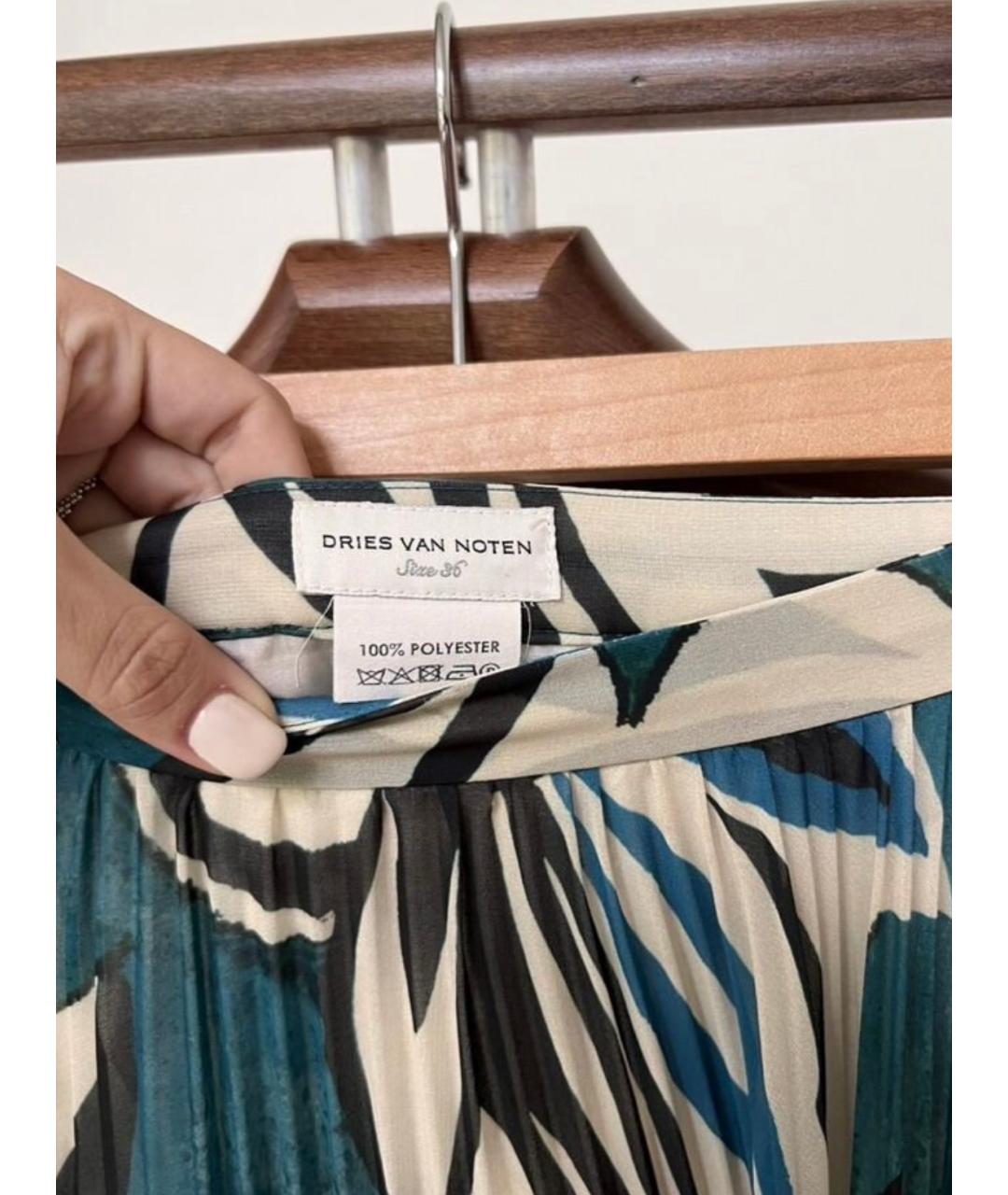 DRIES VAN NOTEN Синяя полиэстеровая юбка миди, фото 2