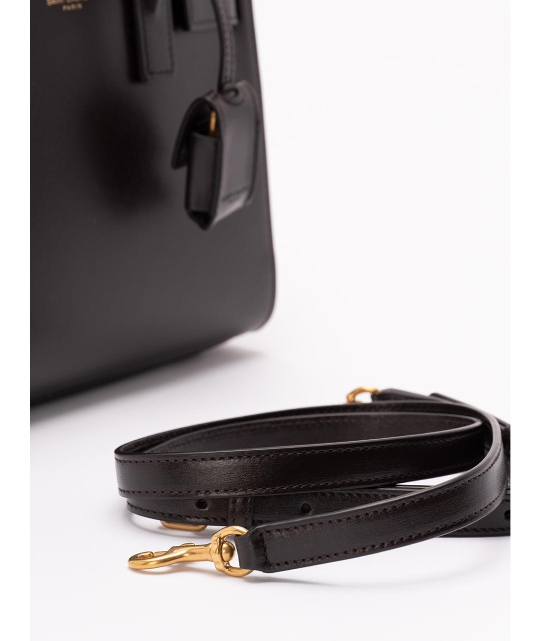 SAINT LAURENT Коричневая кожаная сумка тоут, фото 4