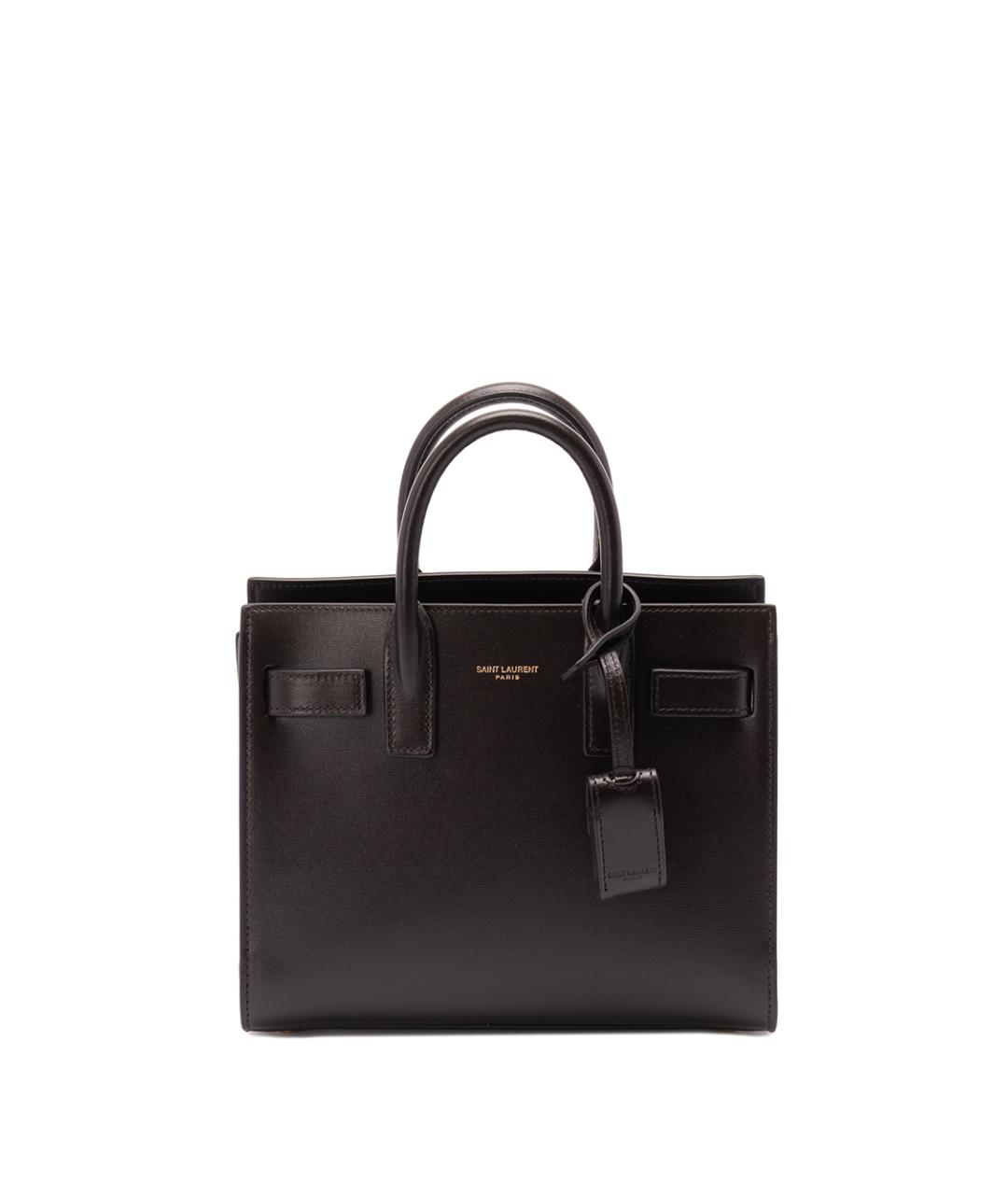 SAINT LAURENT Коричневая кожаная сумка тоут, фото 1