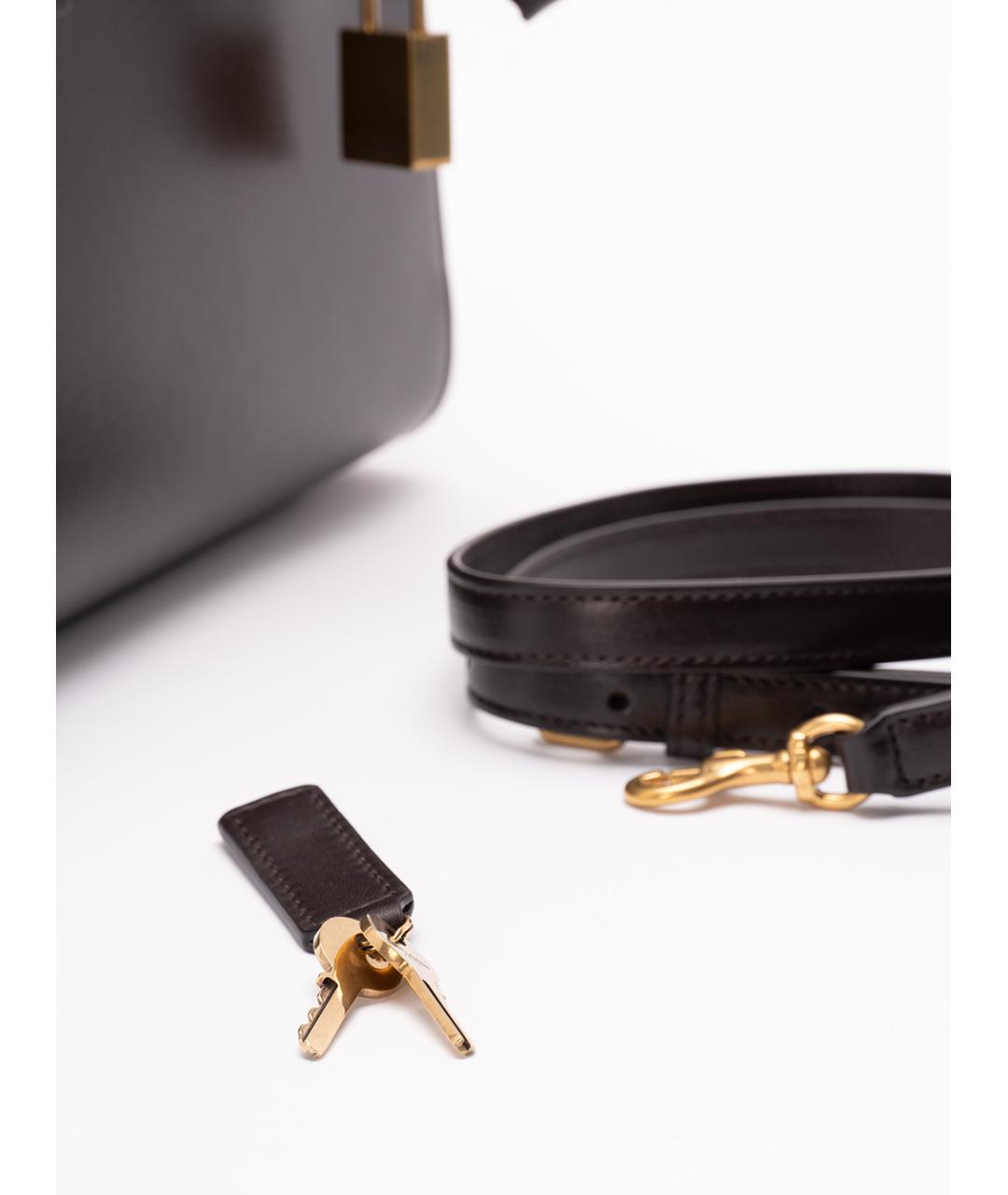 SAINT LAURENT Коричневая кожаная сумка тоут, фото 5