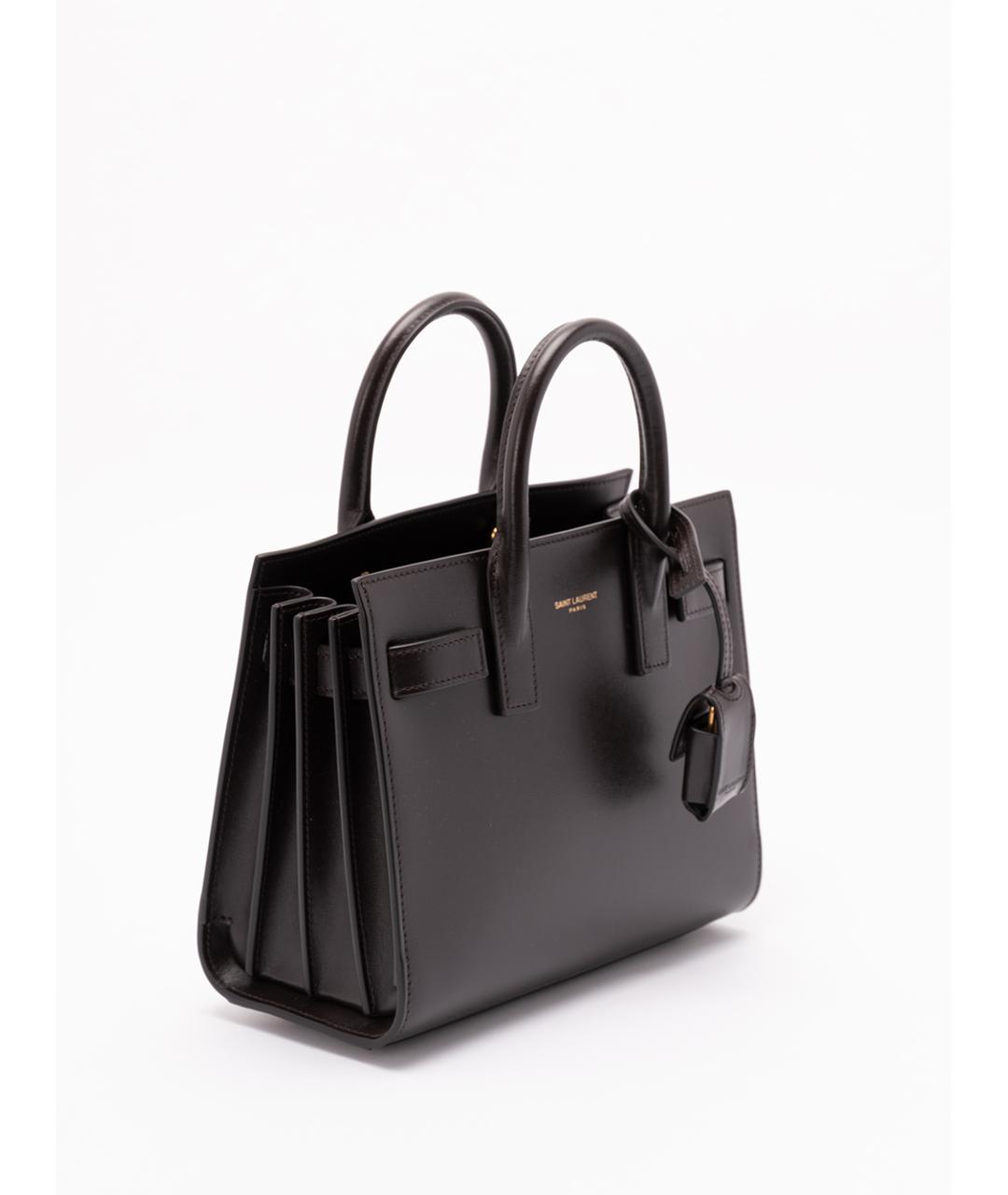 SAINT LAURENT Коричневая кожаная сумка тоут, фото 3