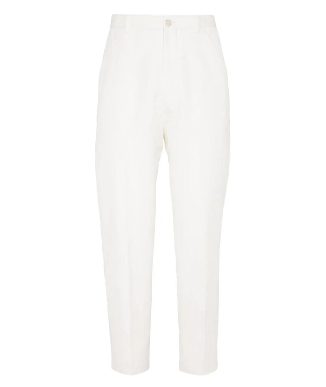 BRUNELLO CUCINELLI Белые хлопковые повседневные брюки, фото 1