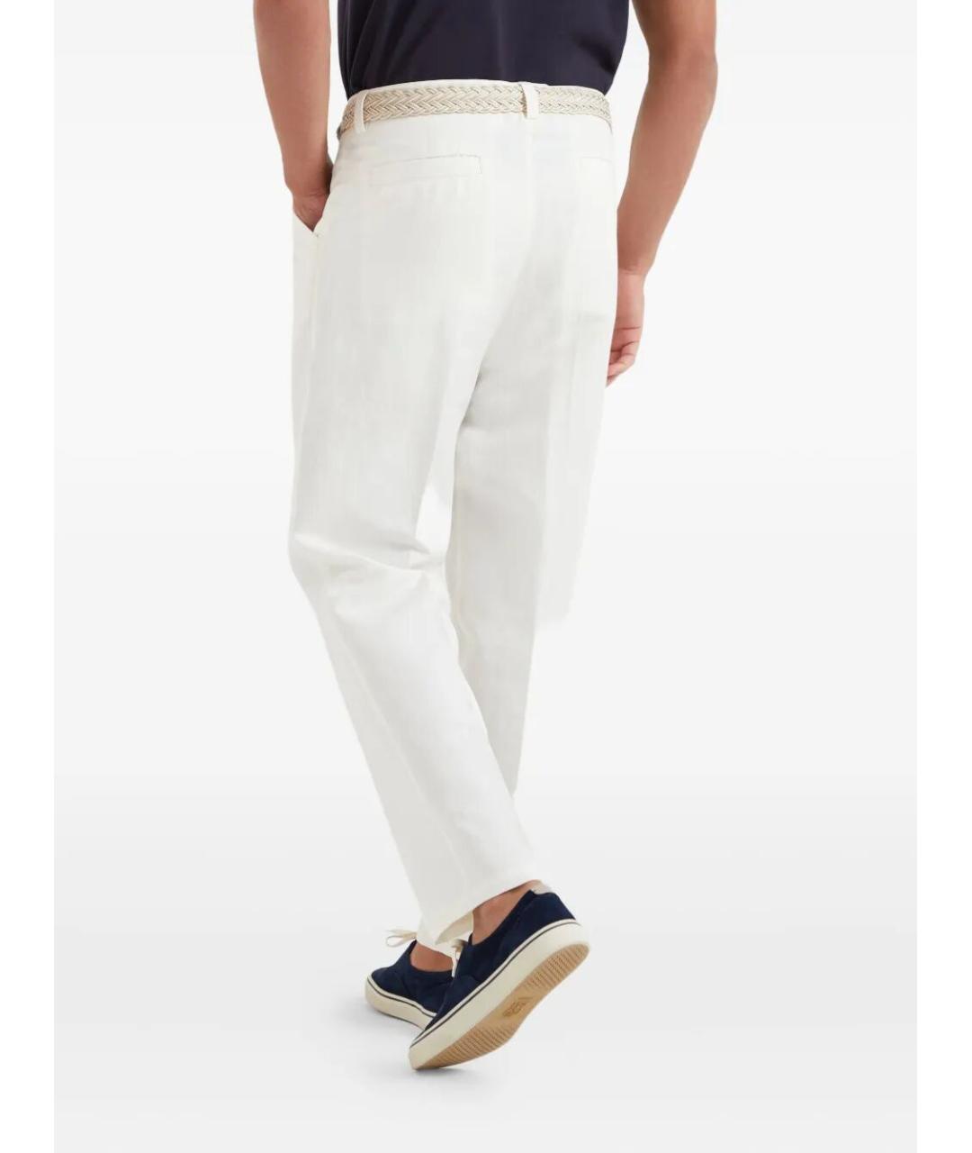 BRUNELLO CUCINELLI Белые хлопковые повседневные брюки, фото 5