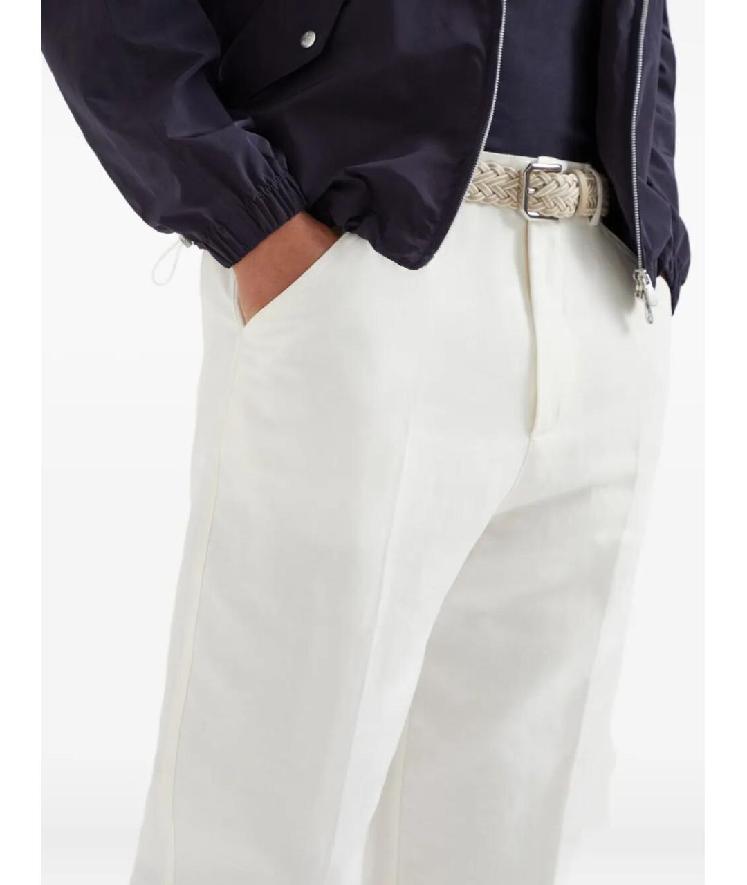 BRUNELLO CUCINELLI Белые хлопковые повседневные брюки, фото 3