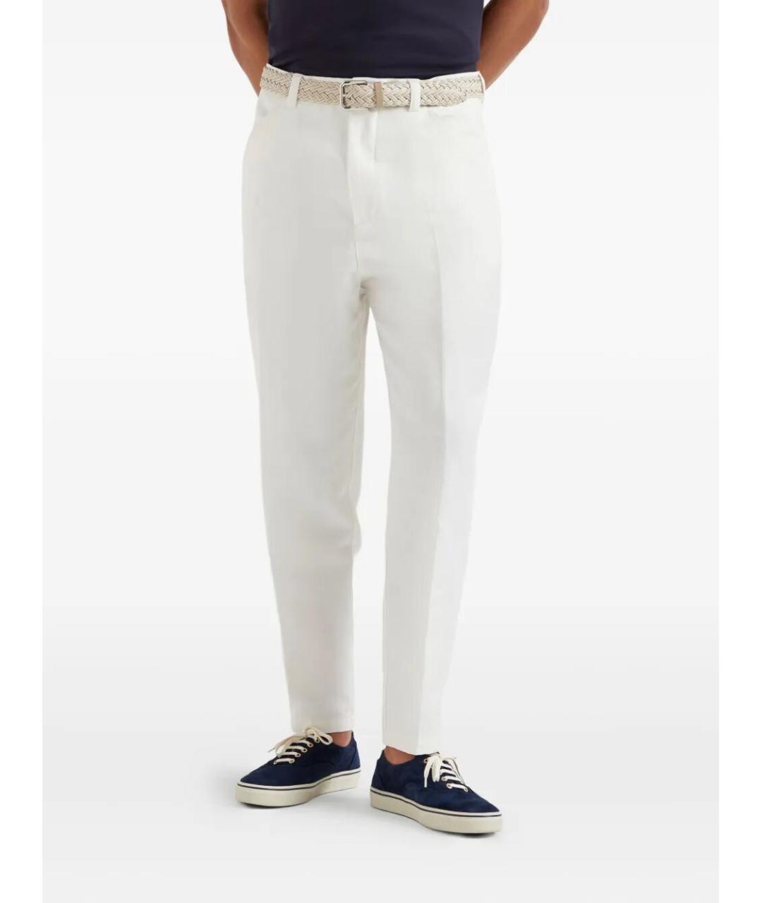 BRUNELLO CUCINELLI Белые хлопковые повседневные брюки, фото 4