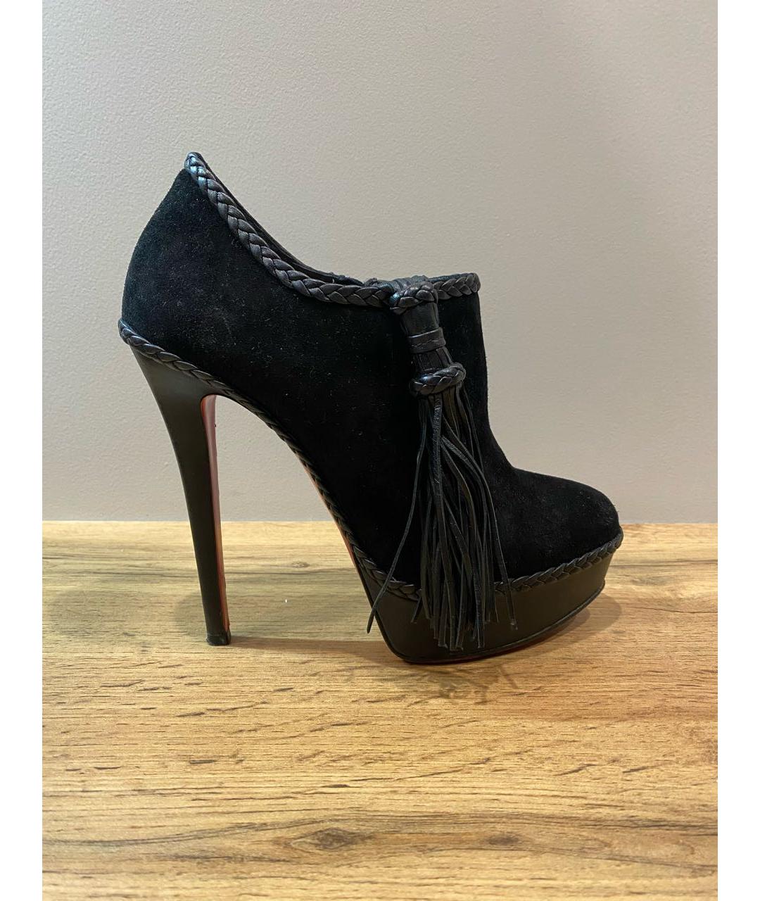 CHRISTIAN LOUBOUTIN Черные замшевые ботильоны, фото 5