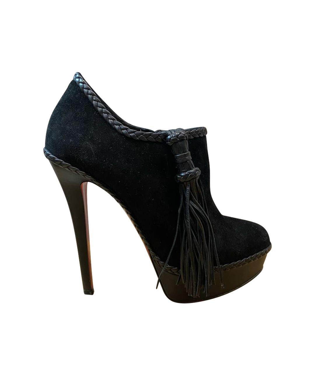 CHRISTIAN LOUBOUTIN Черные замшевые ботильоны, фото 1