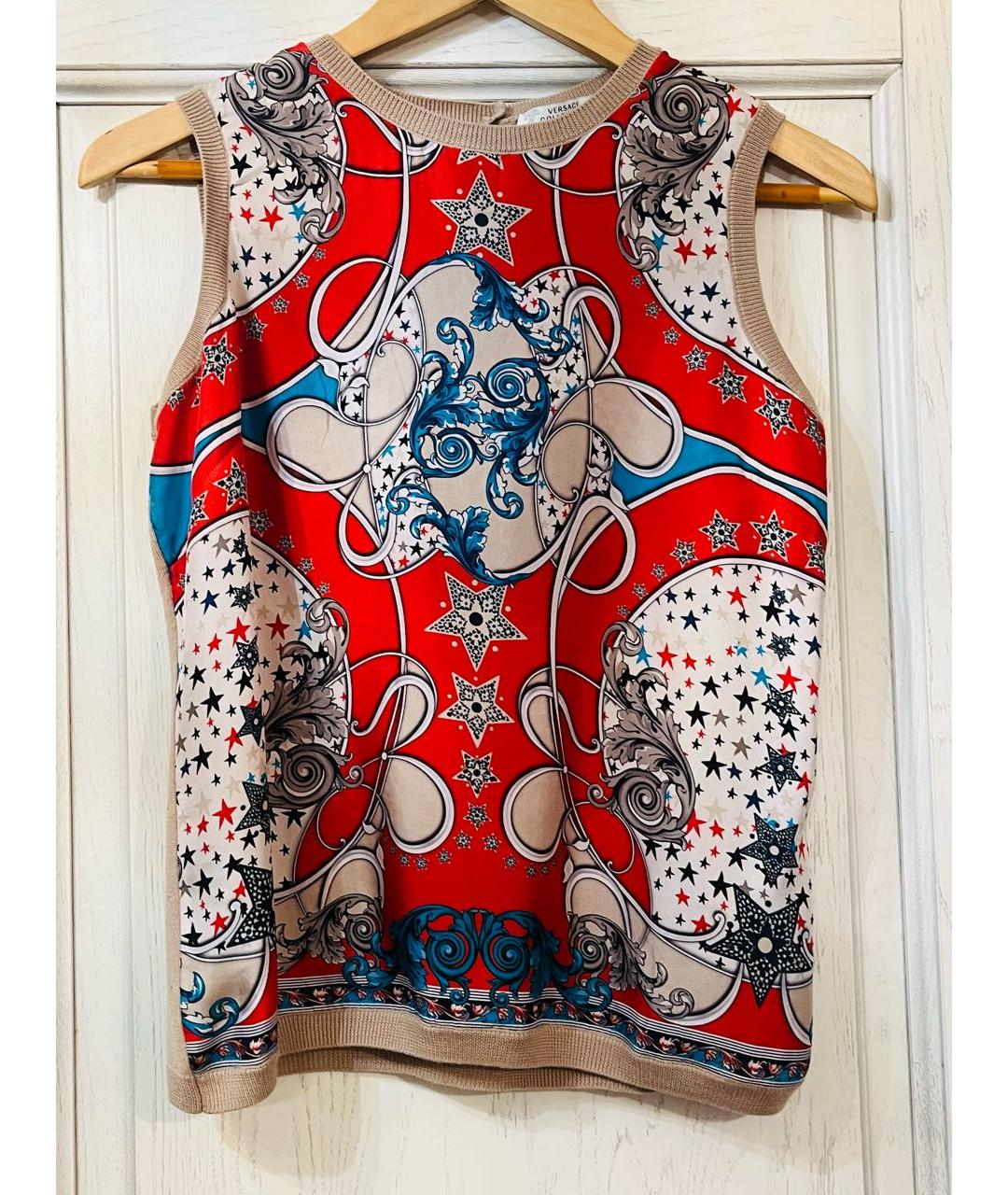 VERSACE COLLECTION Красная шелковая блузы, фото 4