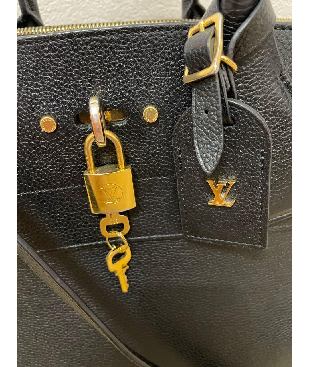 LOUIS VUITTON Черная кожаная сумка тоут, фото 6