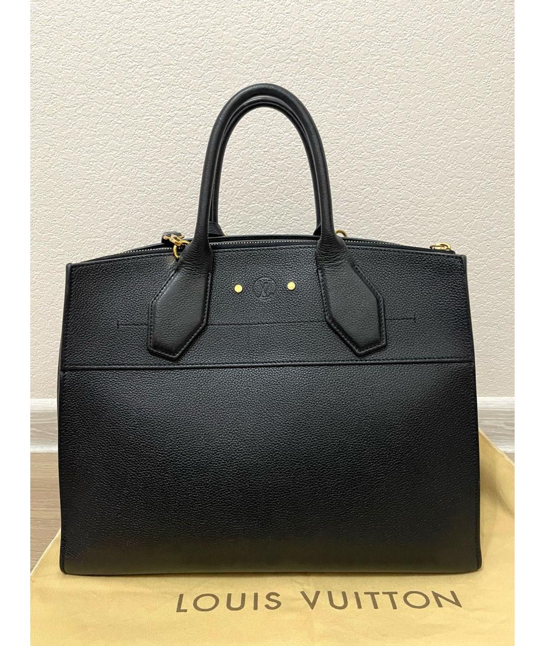 LOUIS VUITTON Черная кожаная сумка тоут, фото 5