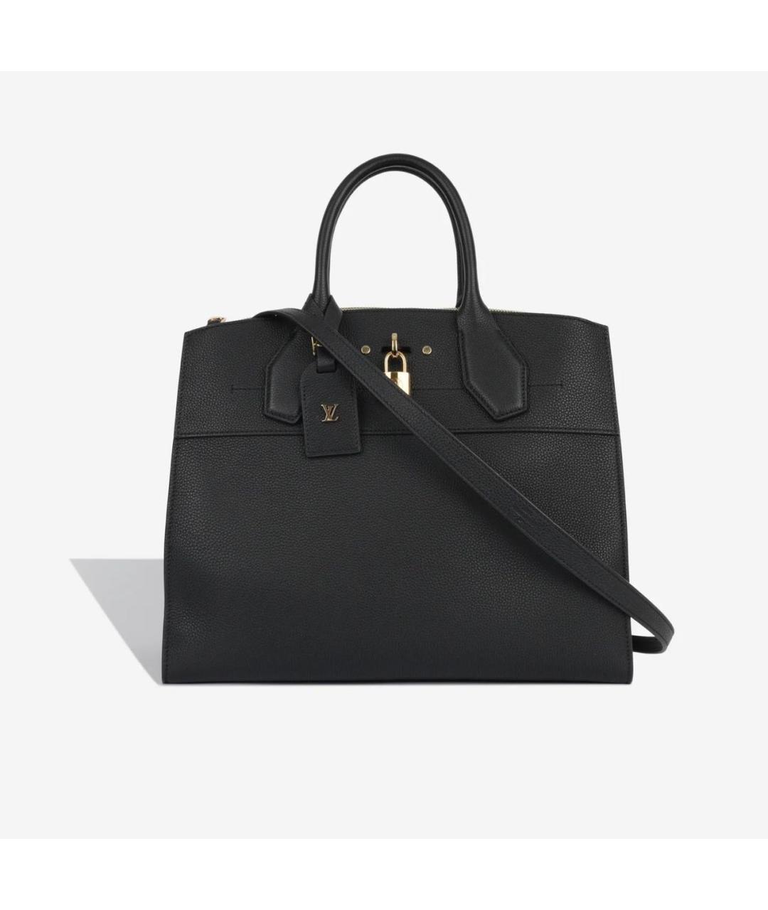 LOUIS VUITTON Черная кожаная сумка тоут, фото 9