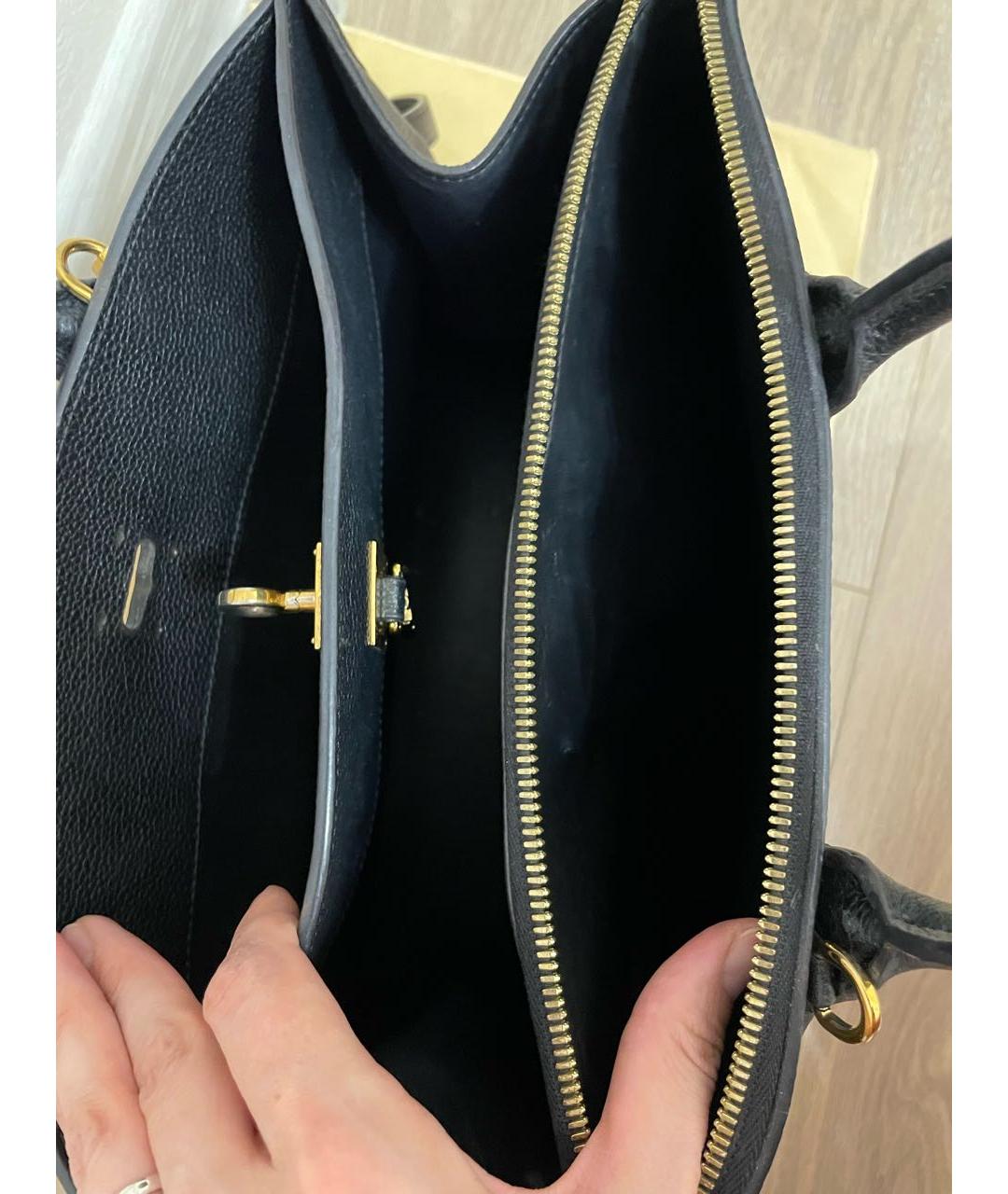 LOUIS VUITTON Черная кожаная сумка тоут, фото 8