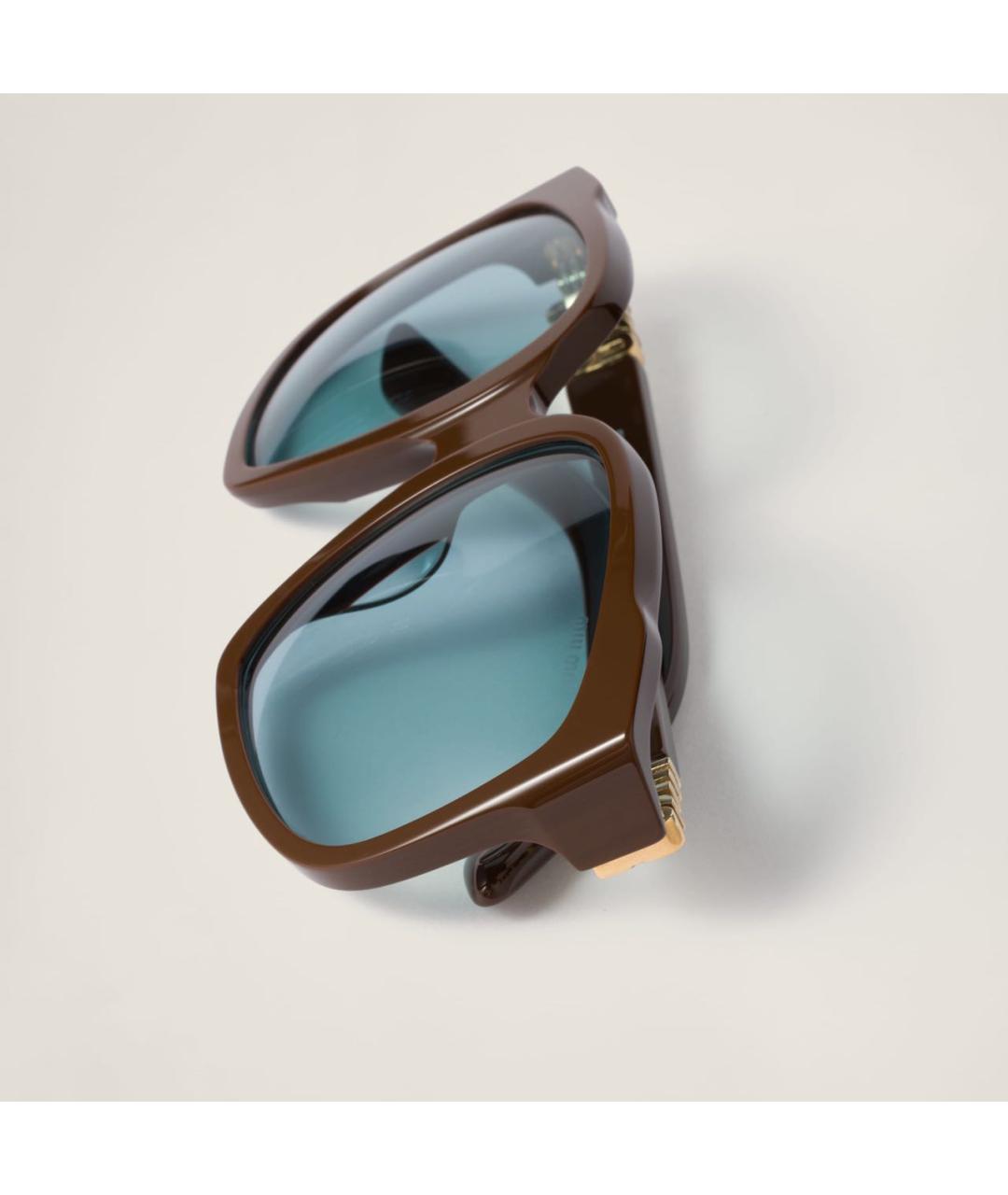 MIU MIU Коричневые пластиковые солнцезащитные очки, фото 5