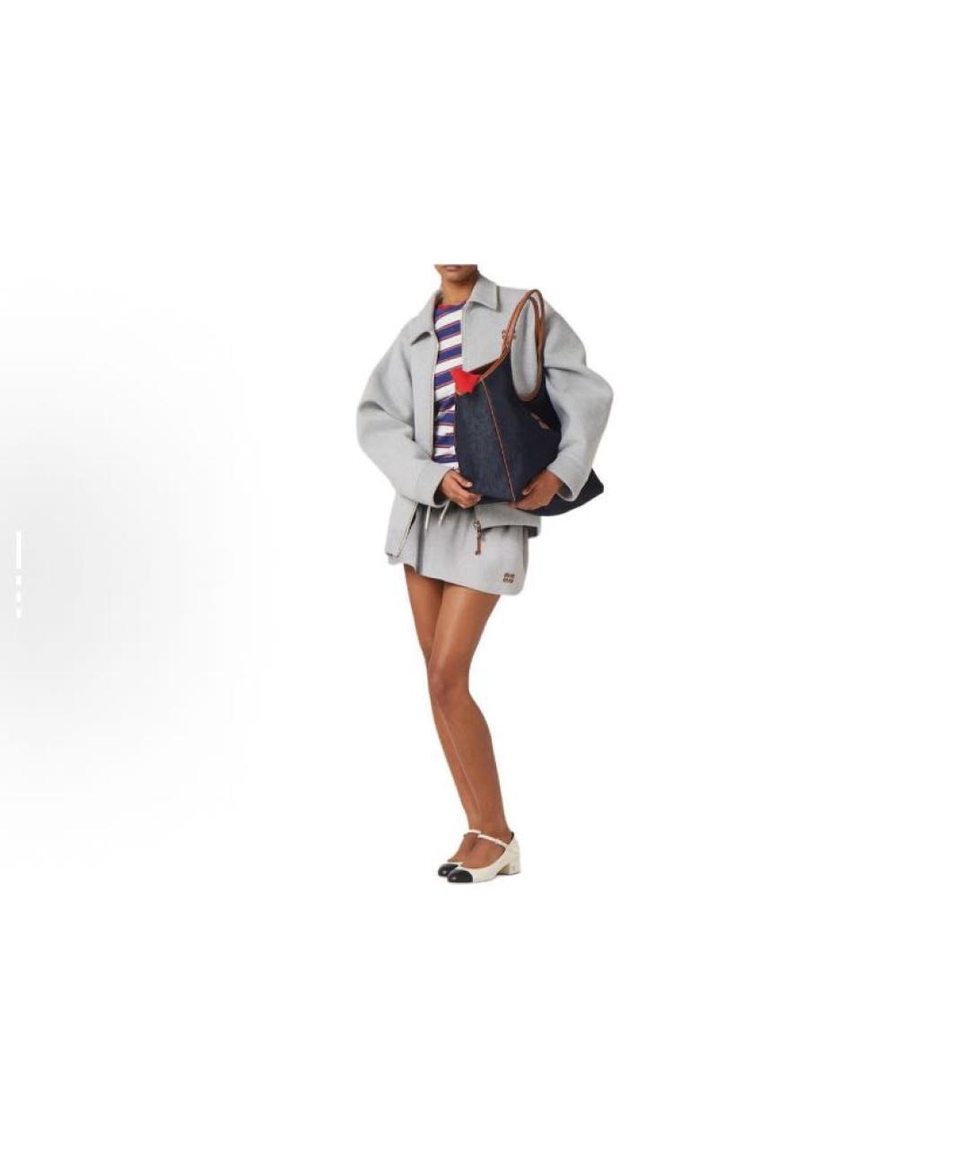 MIU MIU Темно-синяя хлопковая футболка, фото 4