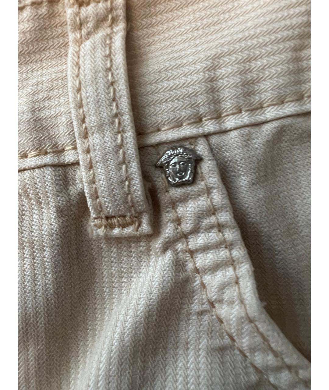 VERSACE Бежевые хлопковые повседневные брюки, фото 4