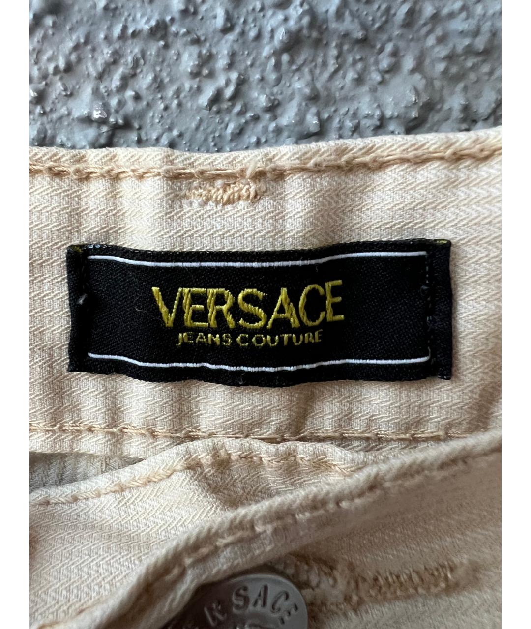 VERSACE Бежевые хлопковые повседневные брюки, фото 6