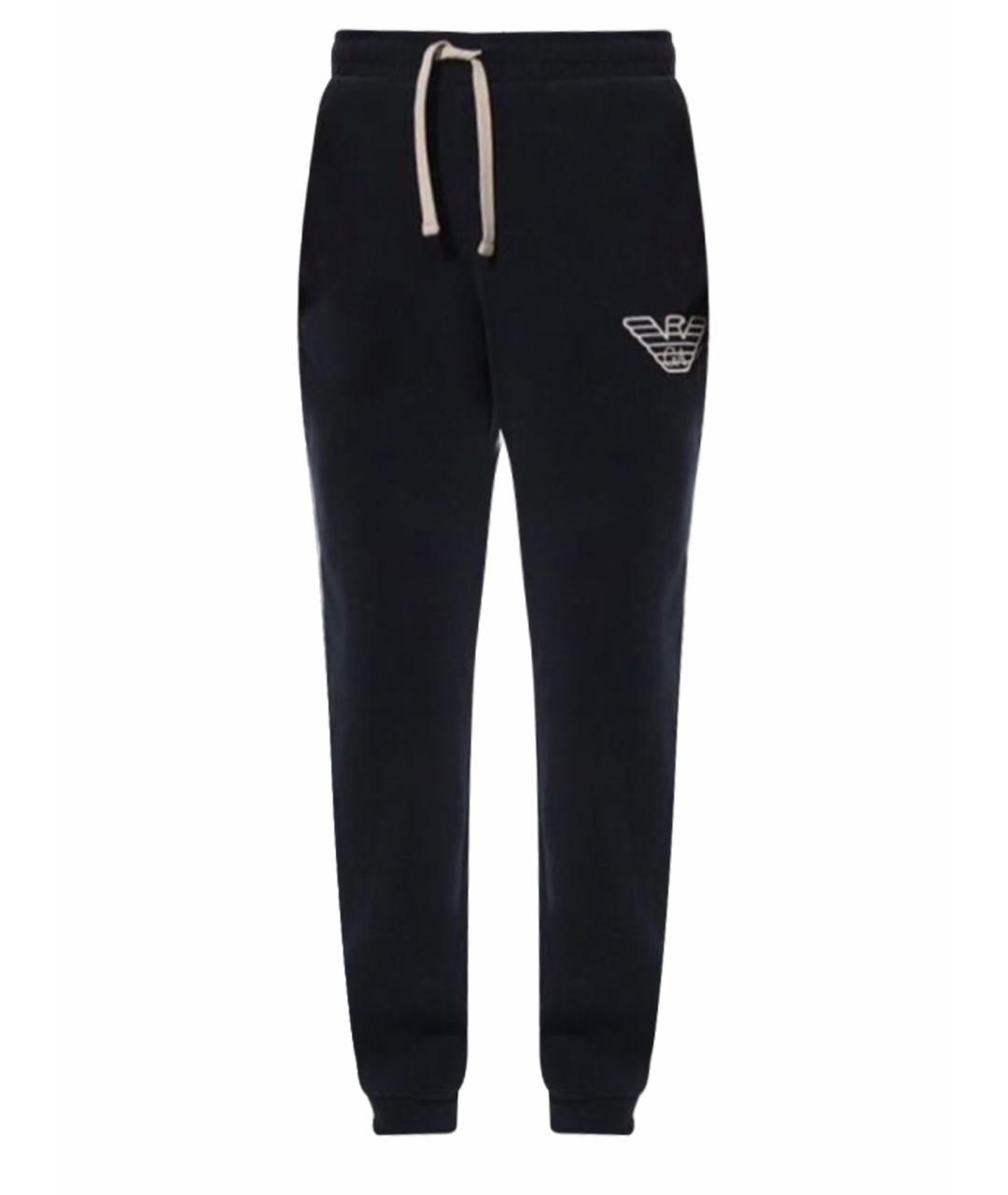 EMPORIO ARMANI Темно-синие хлопковые повседневные брюки, фото 1