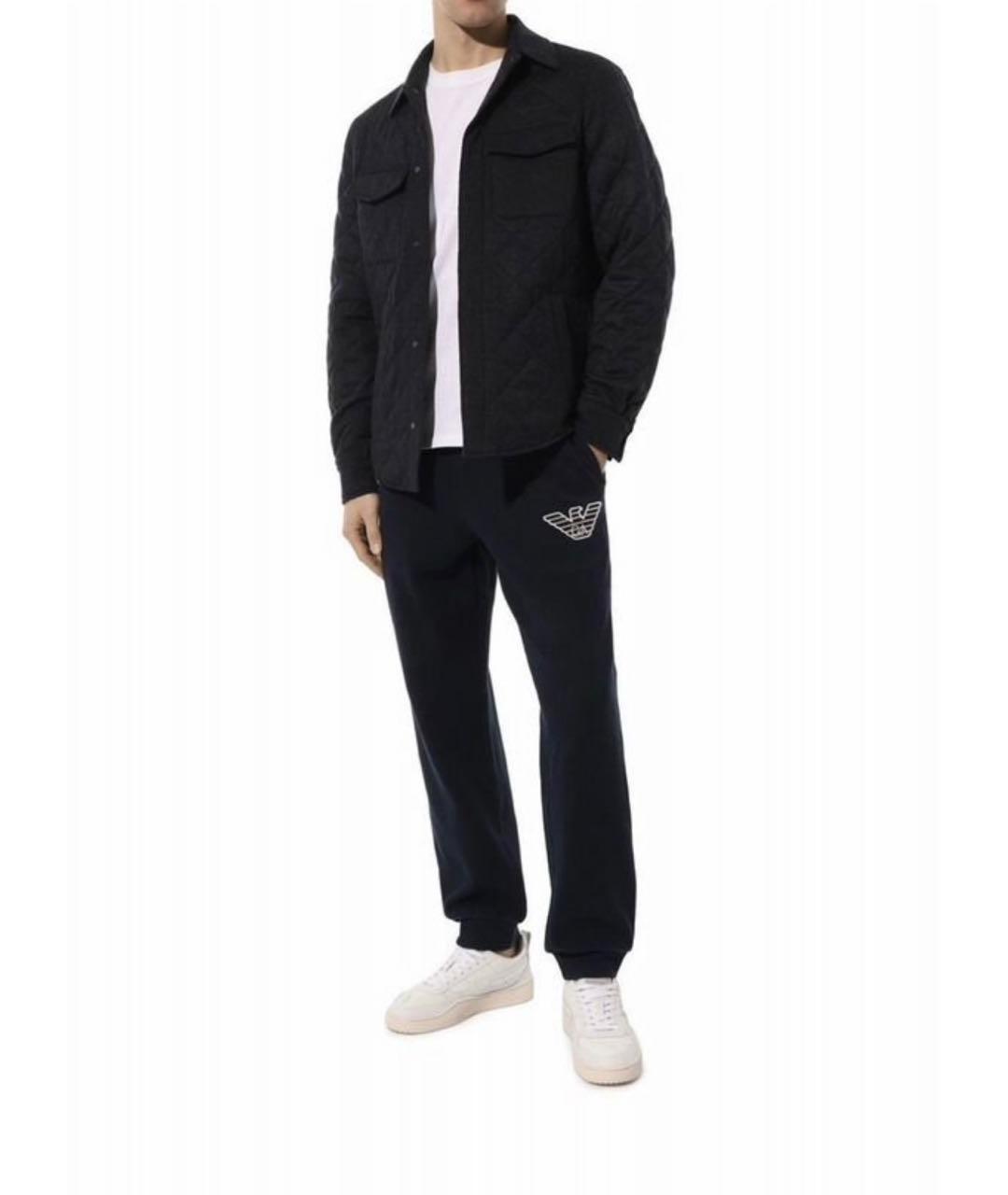 EMPORIO ARMANI Темно-синие хлопковые повседневные брюки, фото 3