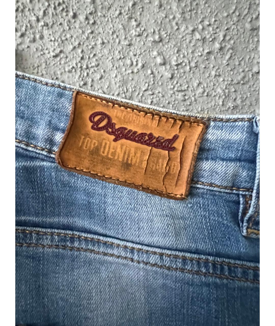 DSQUARED2 Голубые хлопковые джинсы слим, фото 6