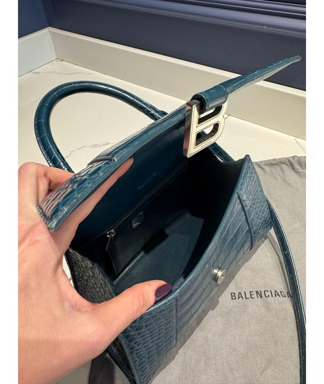 BALENCIAGA Темно-синяя кожаная сумка через плечо, фото 4