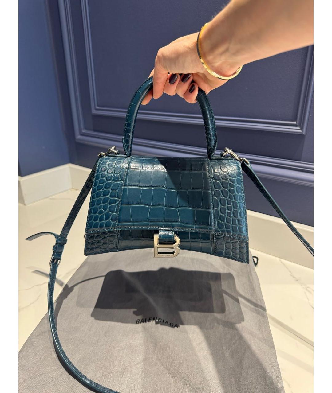 BALENCIAGA Темно-синяя кожаная сумка через плечо, фото 5