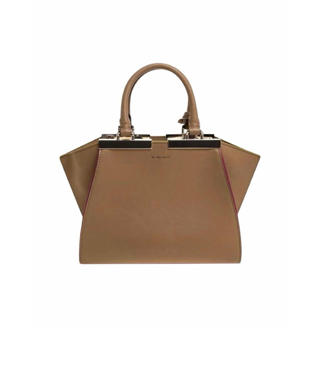 FENDI Бежевая кожаная сумка тоут, фото 3