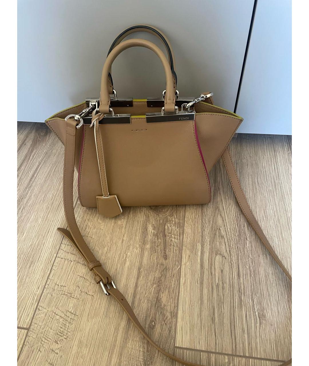 FENDI Бежевая кожаная сумка тоут, фото 8