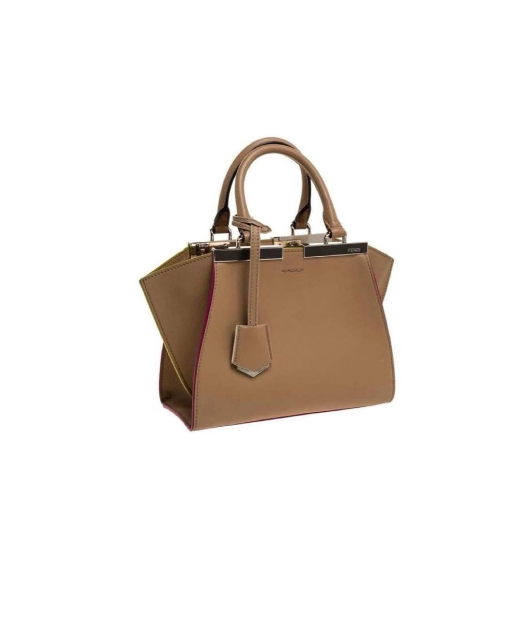 FENDI Бежевая кожаная сумка тоут, фото 2