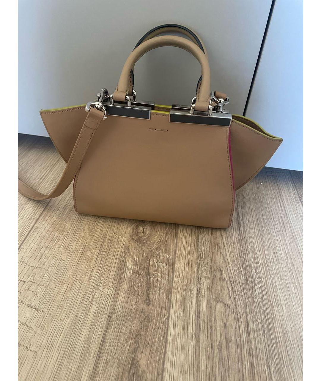 FENDI Бежевая кожаная сумка тоут, фото 4