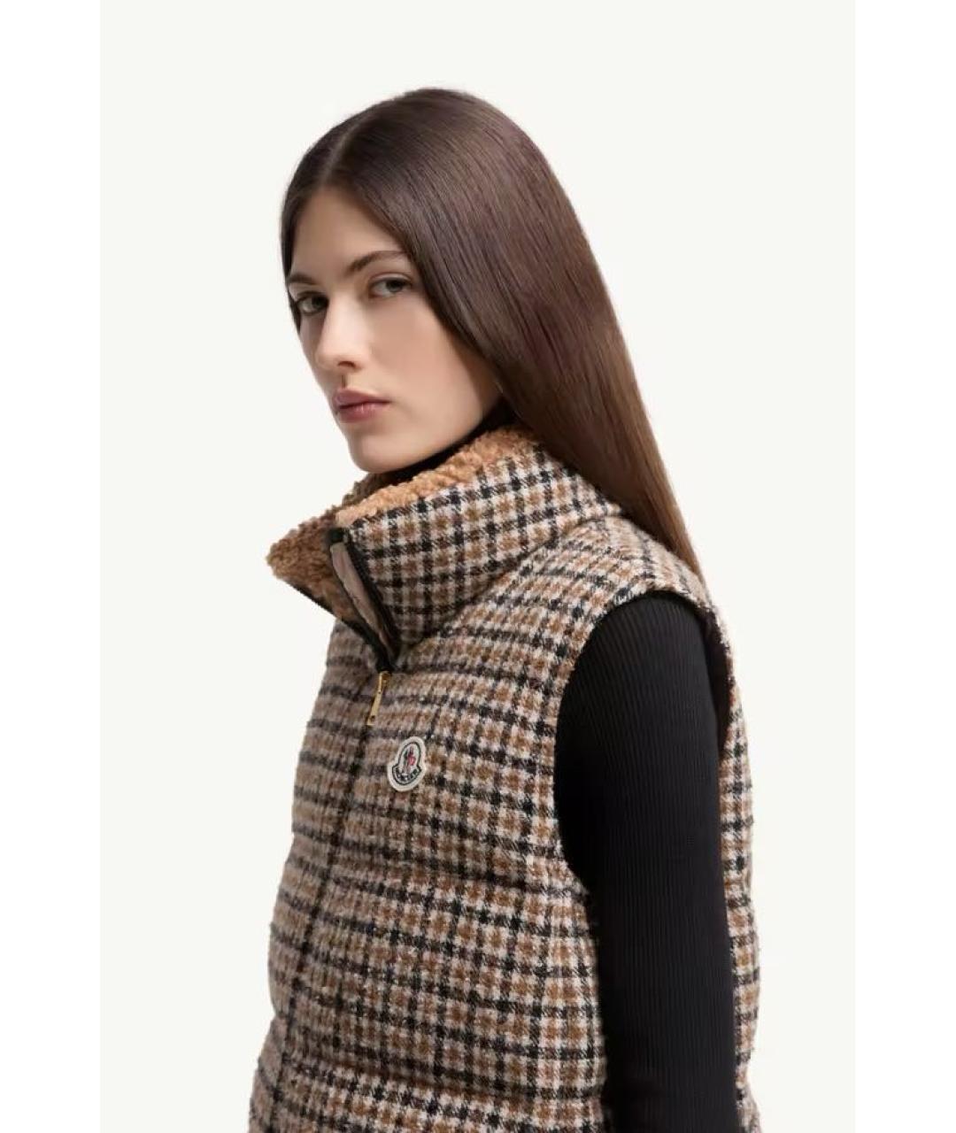 MONCLER Коричневый шерстяной жилет, фото 3