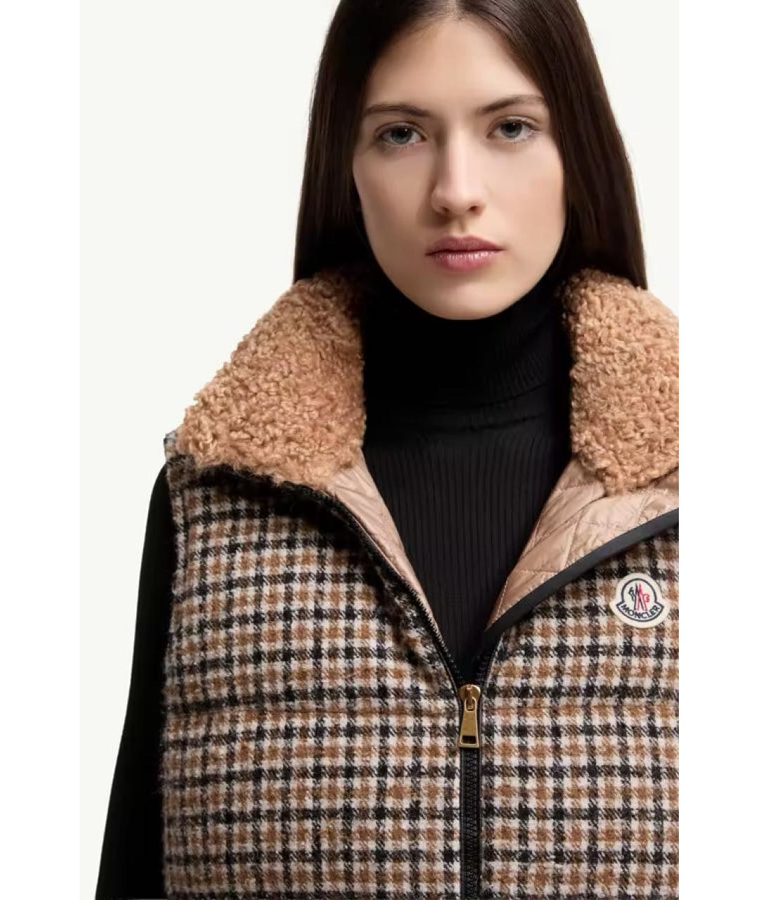 MONCLER Коричневый шерстяной жилет, фото 7