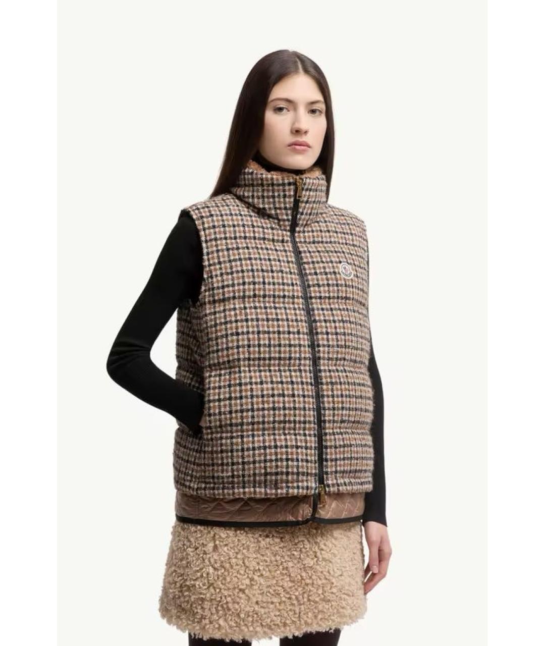MONCLER Коричневый шерстяной жилет, фото 4