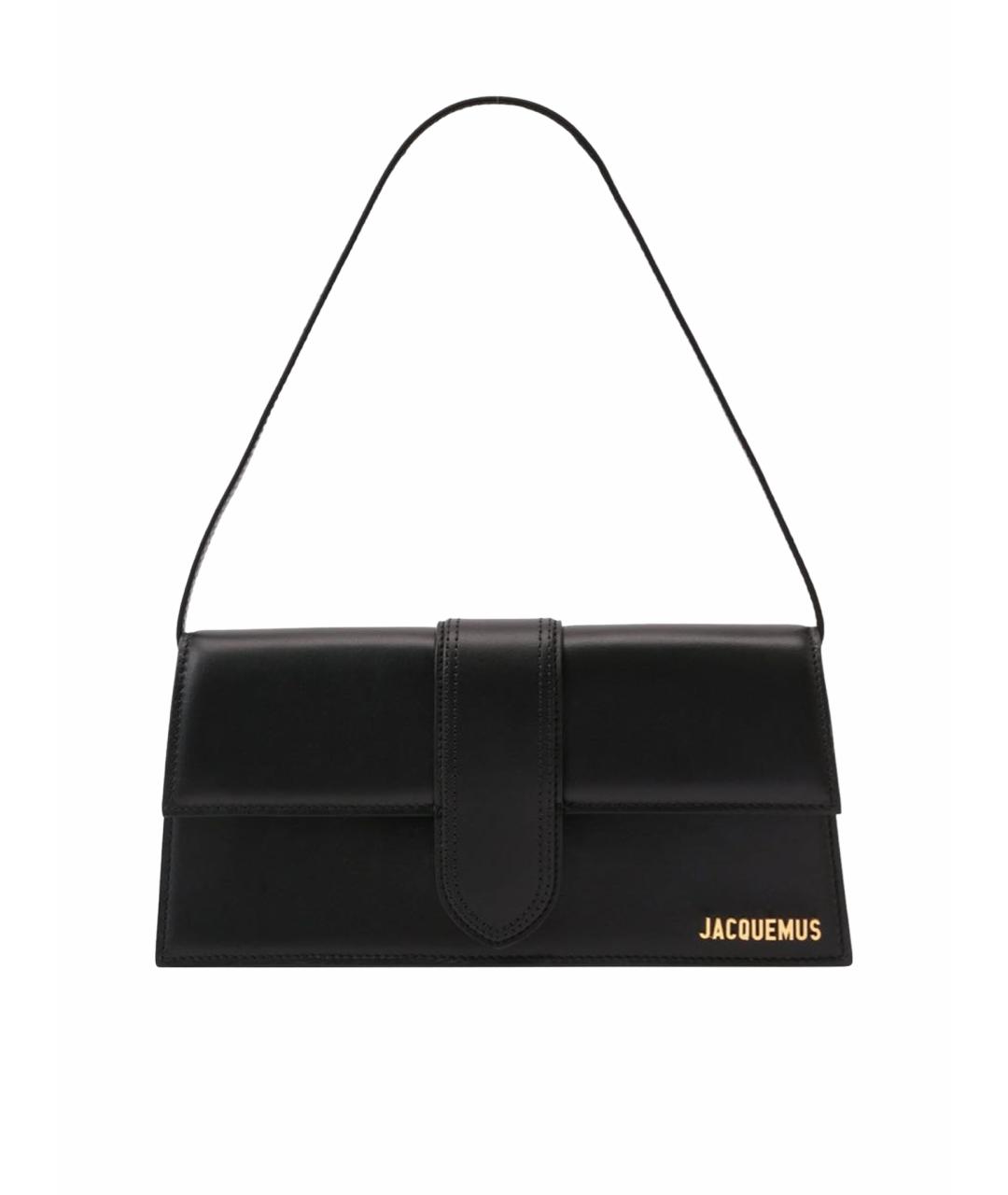 JACQUEMUS Черная кожаная сумка с короткими ручками, фото 1