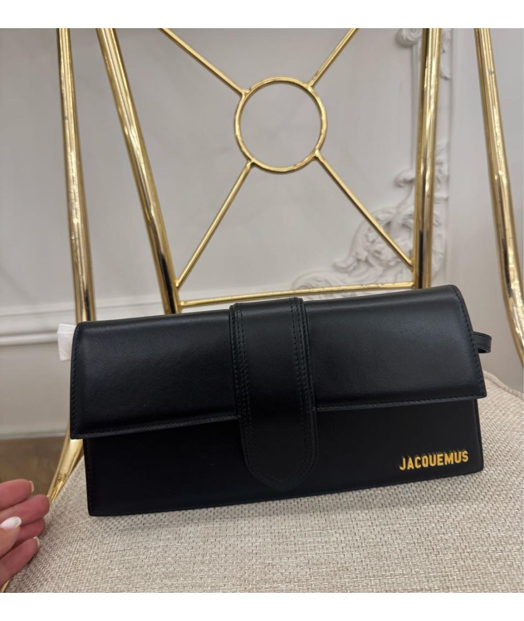 JACQUEMUS Черная кожаная сумка с короткими ручками, фото 4