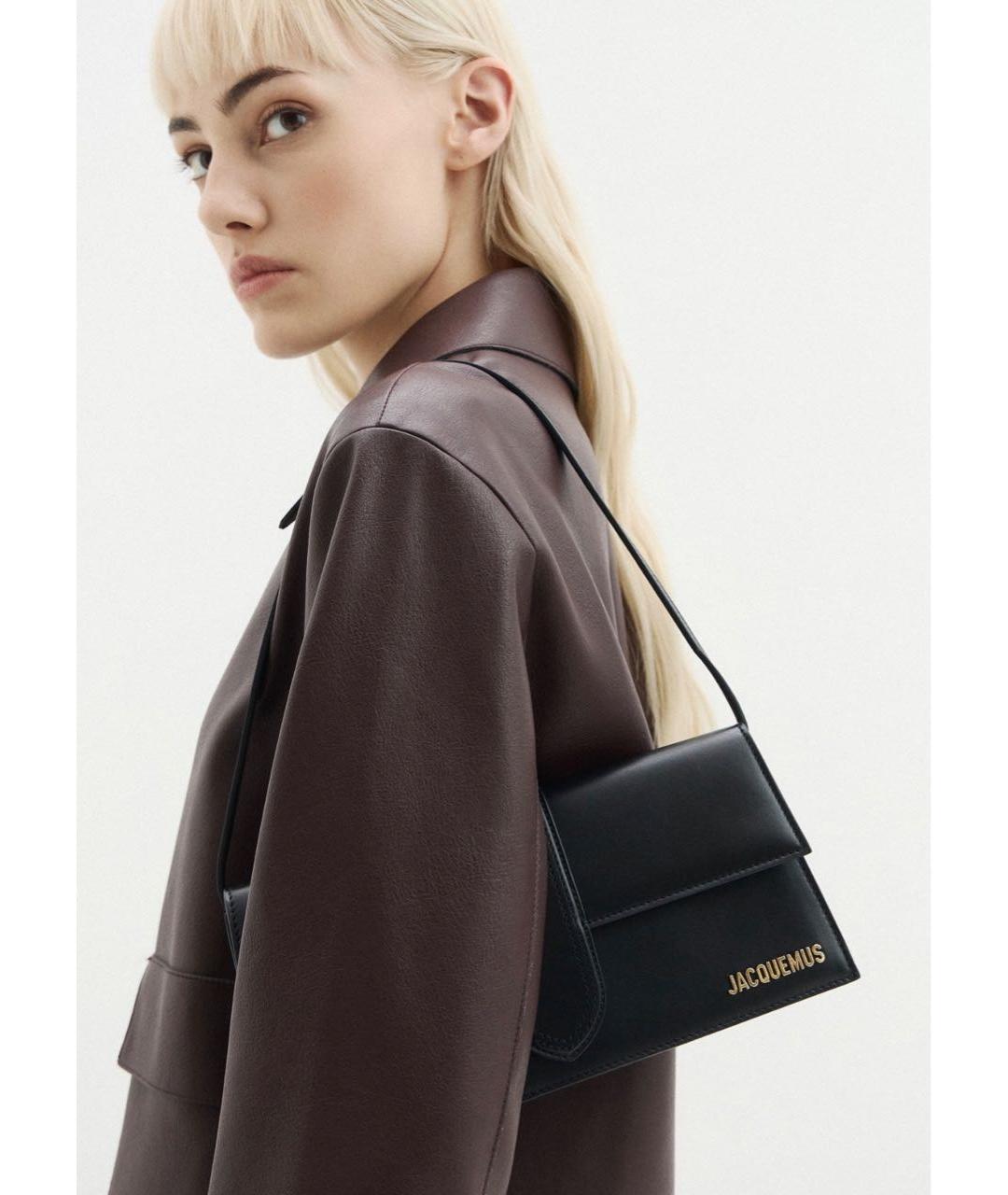 JACQUEMUS Черная кожаная сумка с короткими ручками, фото 8