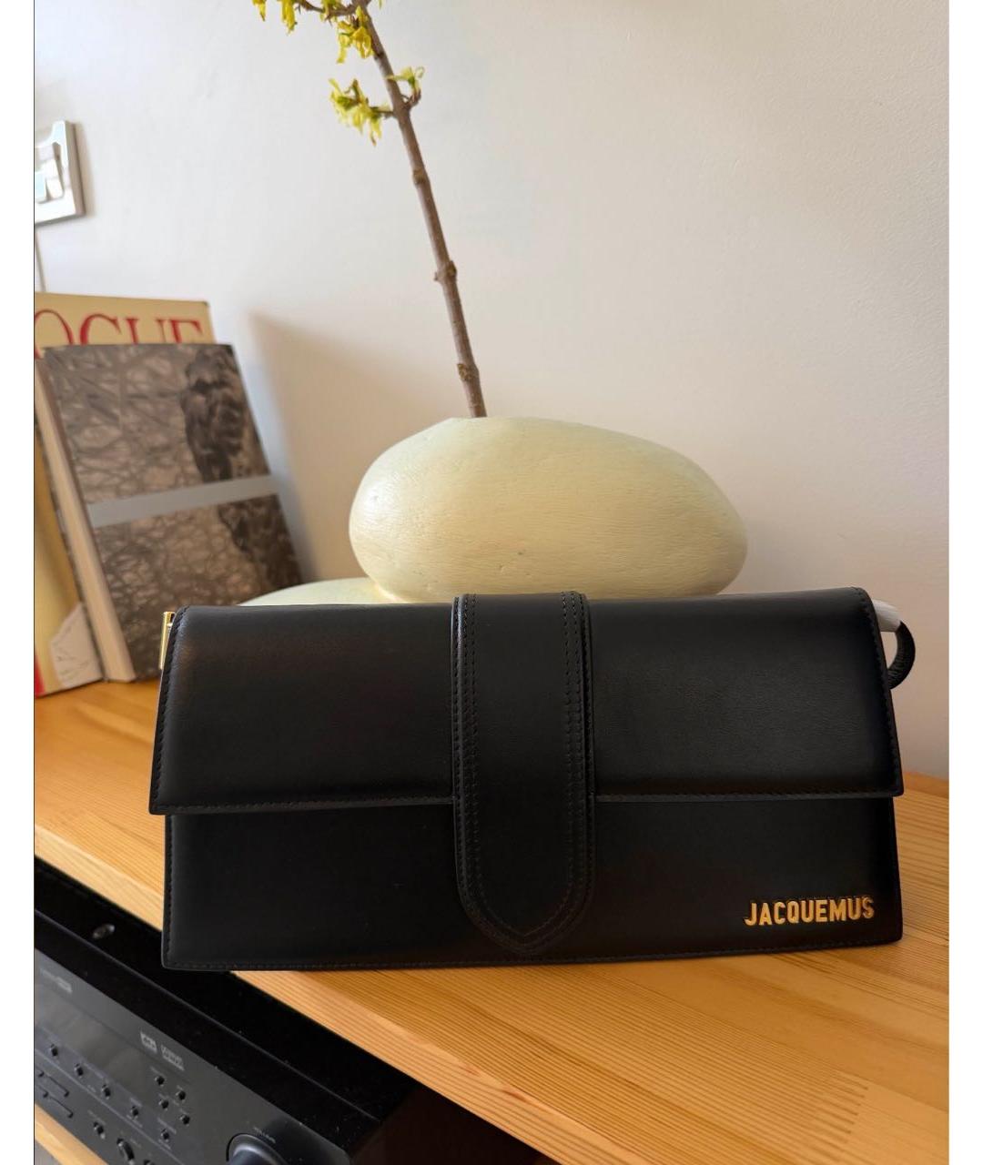 JACQUEMUS Черная кожаная сумка с короткими ручками, фото 6