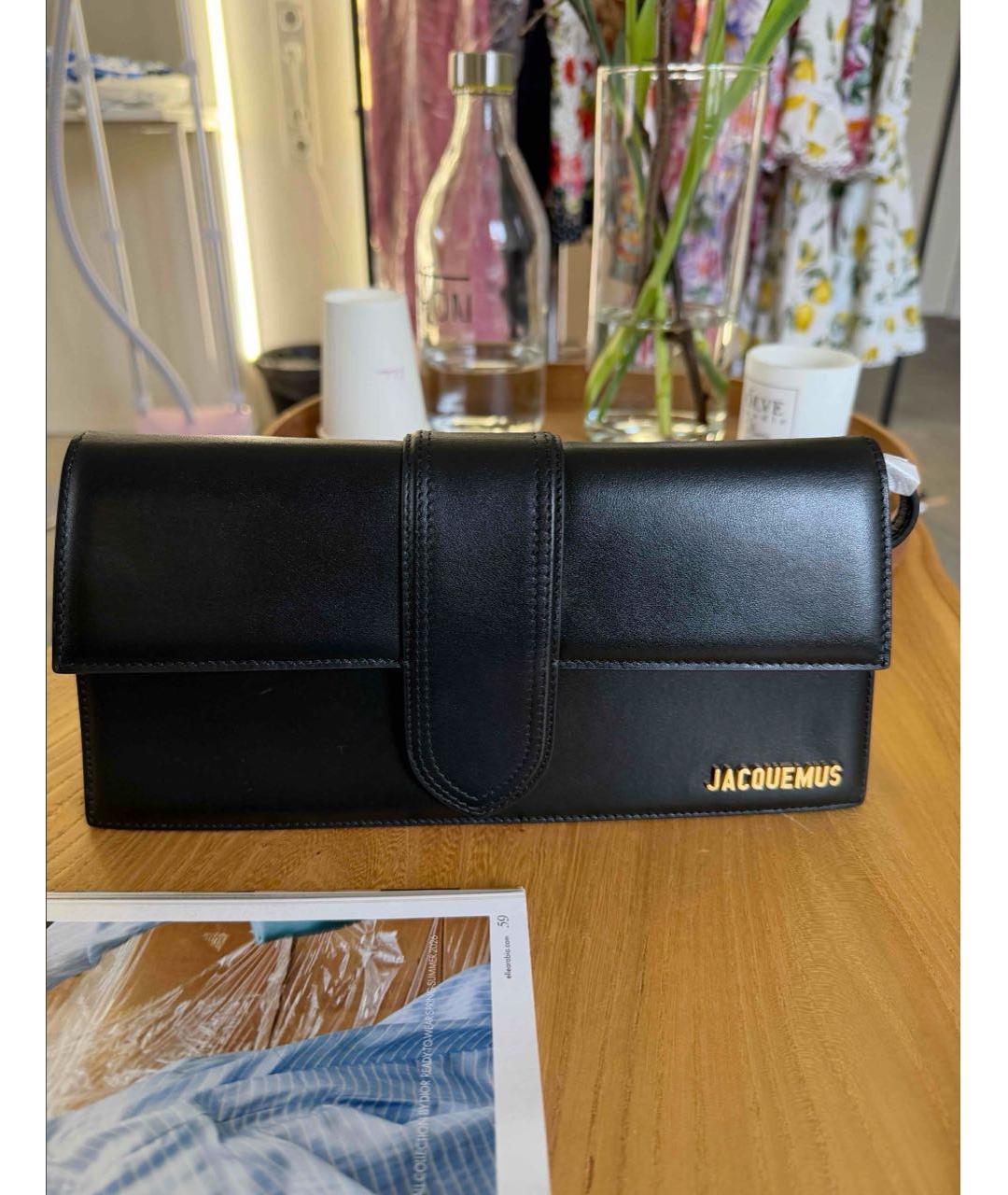 JACQUEMUS Черная кожаная сумка с короткими ручками, фото 5