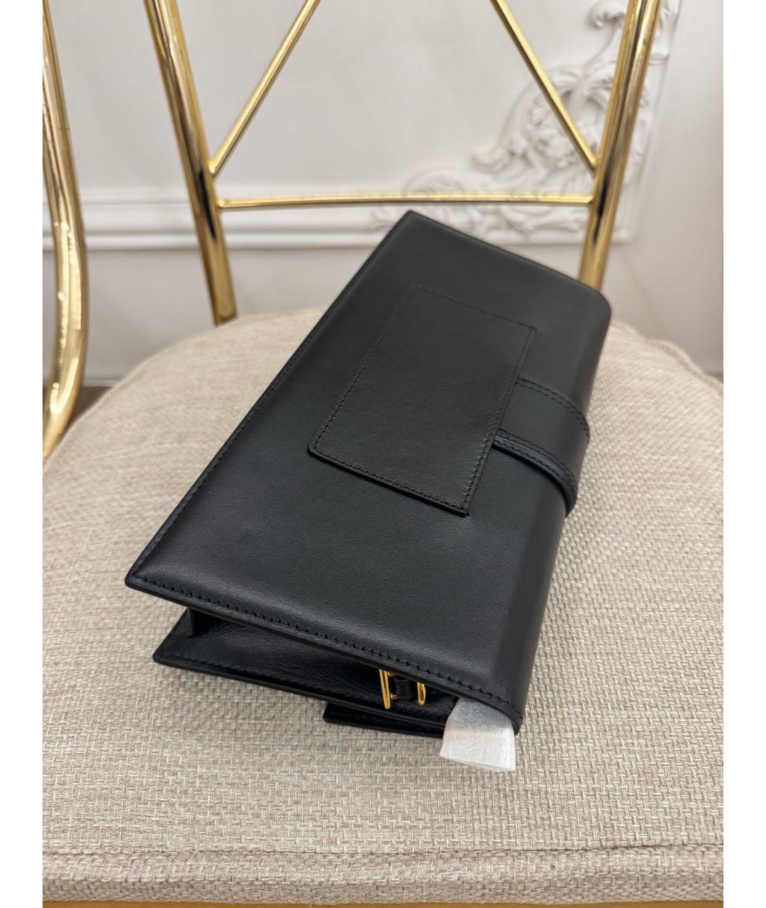 JACQUEMUS Черная кожаная сумка с короткими ручками, фото 2