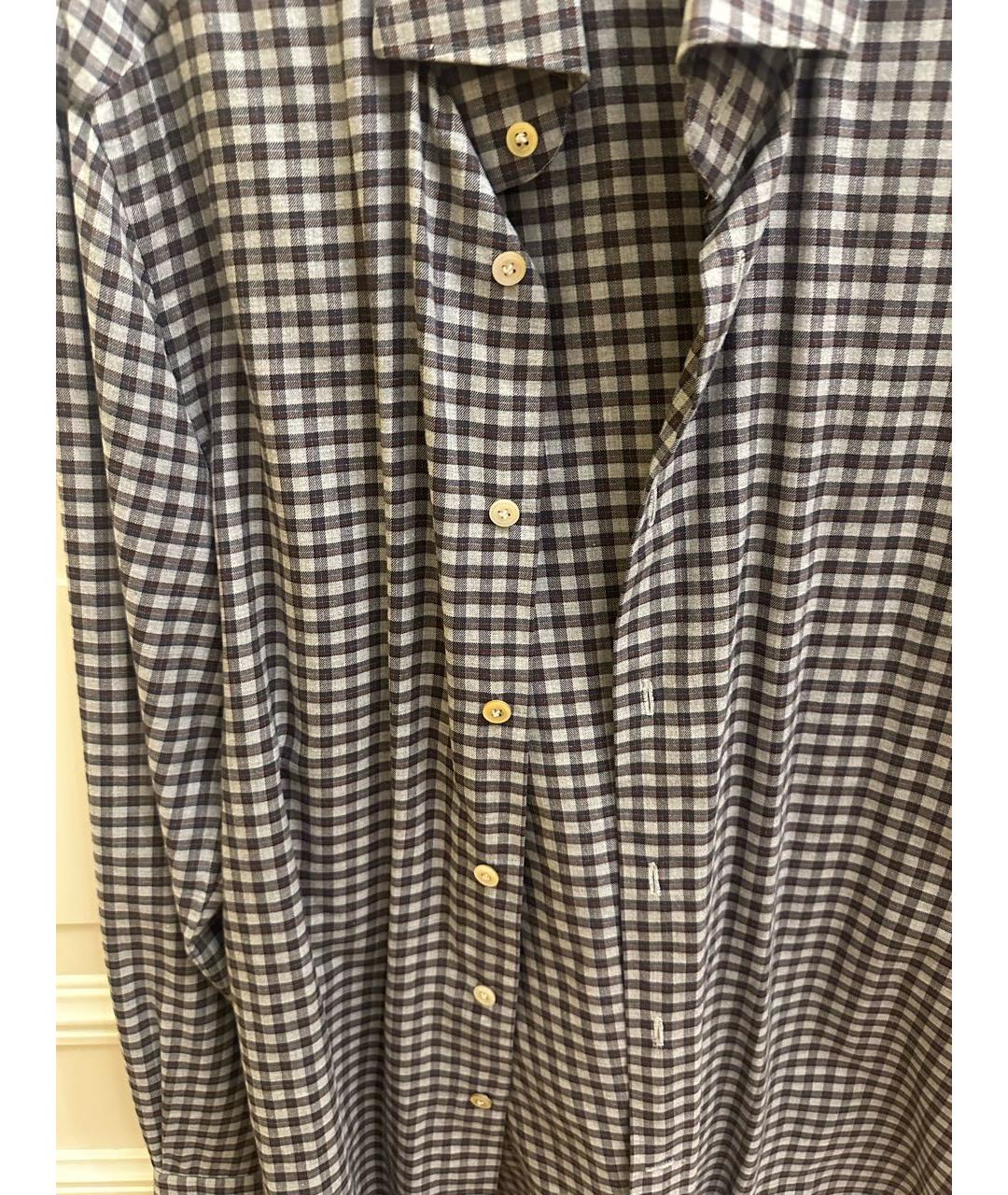 KITON Антрацитовая хлопковая кэжуал рубашка, фото 5