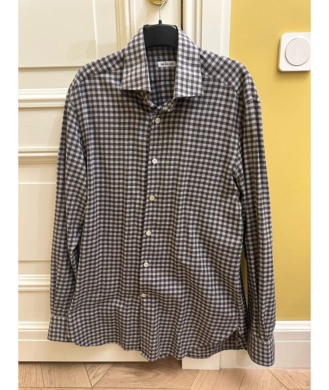 KITON Антрацитовая хлопковая кэжуал рубашка, фото 9