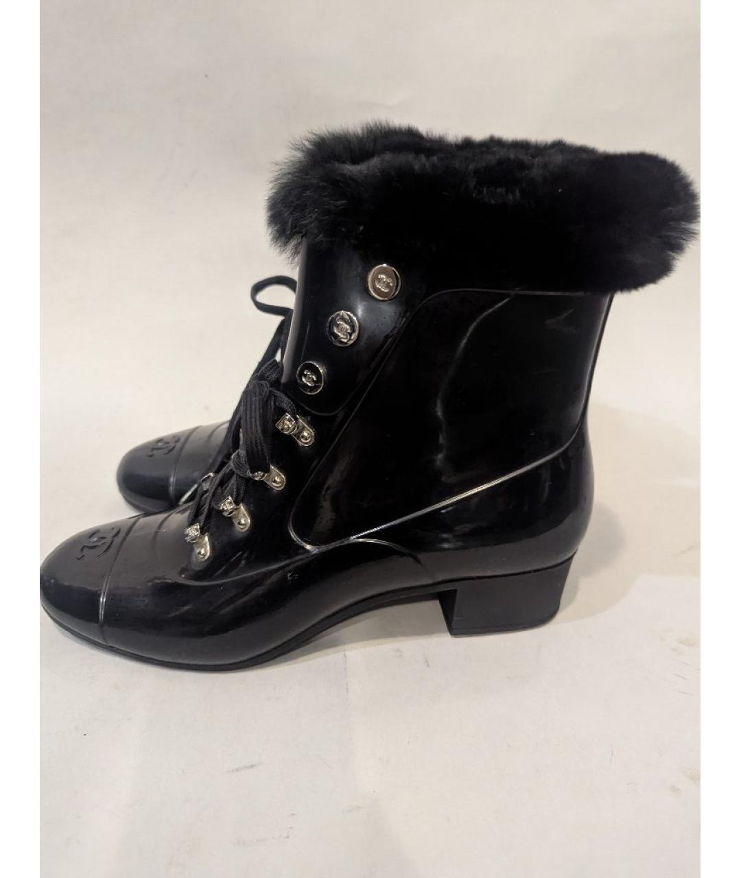 CHANEL Черные резиновые полусапоги, фото 10