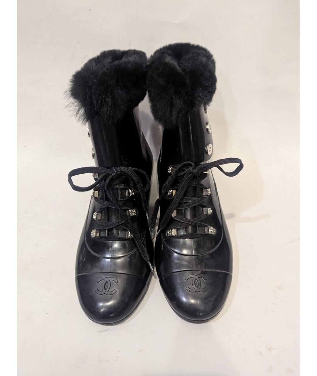 CHANEL Черные резиновые полусапоги, фото 2