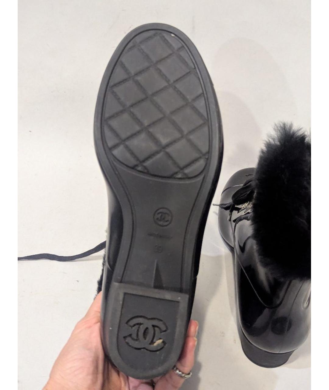 CHANEL Черные резиновые полусапоги, фото 7